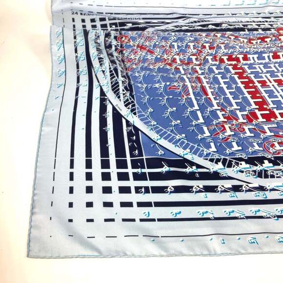 HERMES Authentic Blue Silk Scarf - Picture 9 of 11